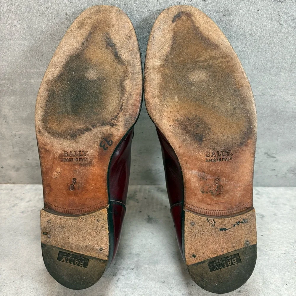 Bally‎ Byron Loafers Brown Burgundy Leather Tassel Kiltie Made In Italy Men's 8D